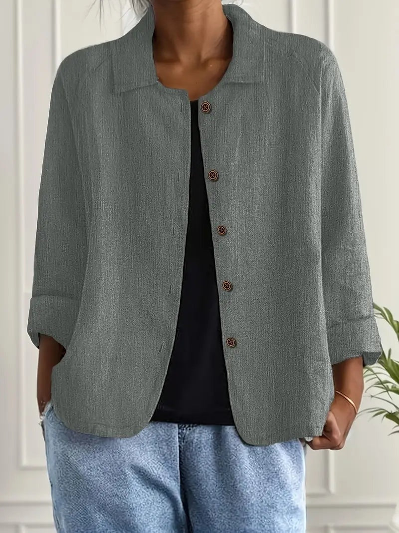 Remedios | Chaqueta de lino con botones y manga larga