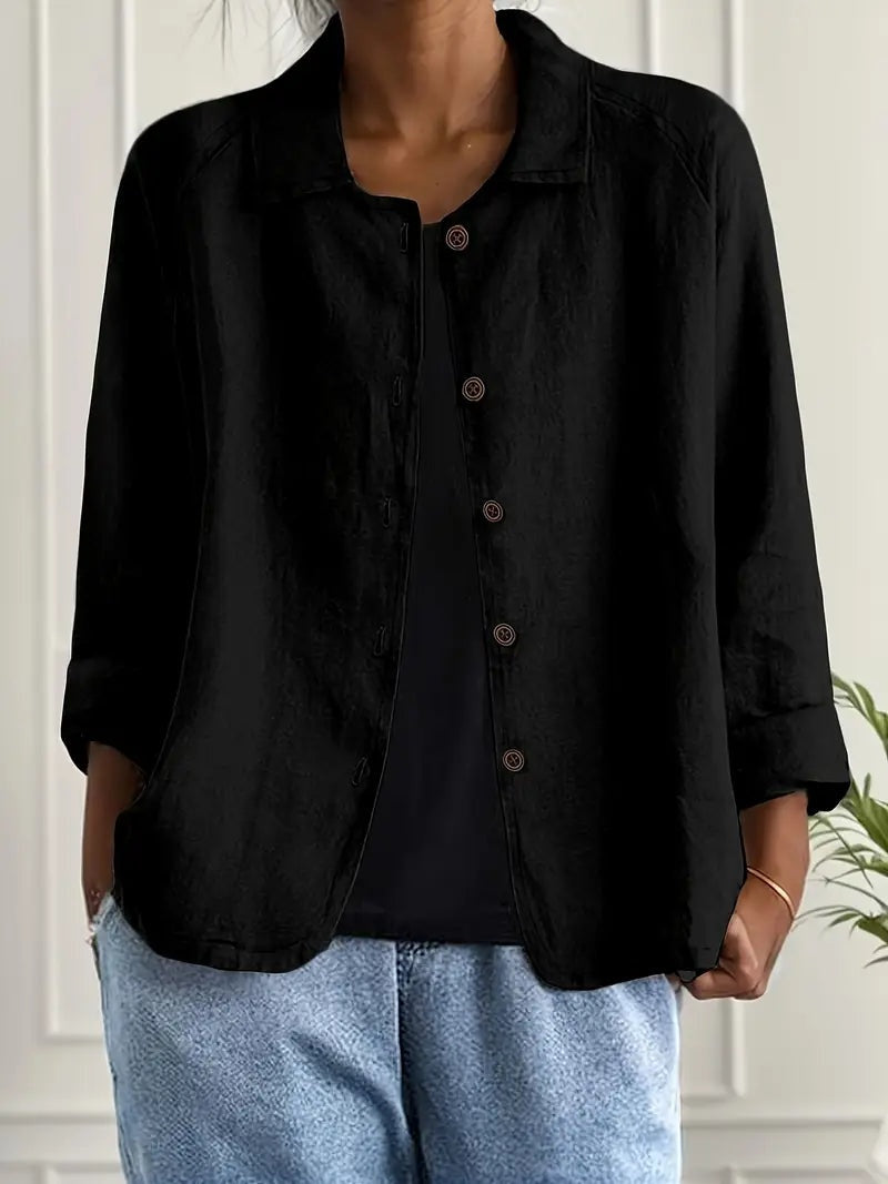 Remedios | Chaqueta de lino con botones y manga larga