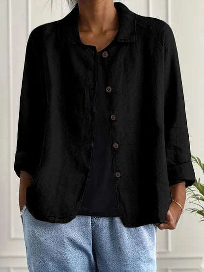 Remedios | Chaqueta de lino con botones y manga larga