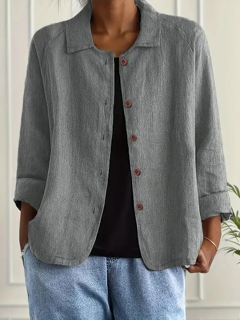 Remedios | Chaqueta de lino con botones y manga larga