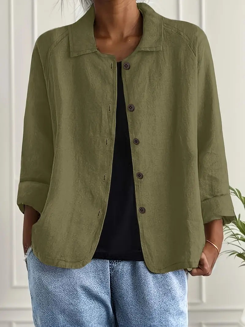 Remedios | Chaqueta de lino con botones y manga larga