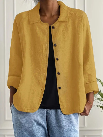 Remedios | Chaqueta de lino con botones y manga larga
