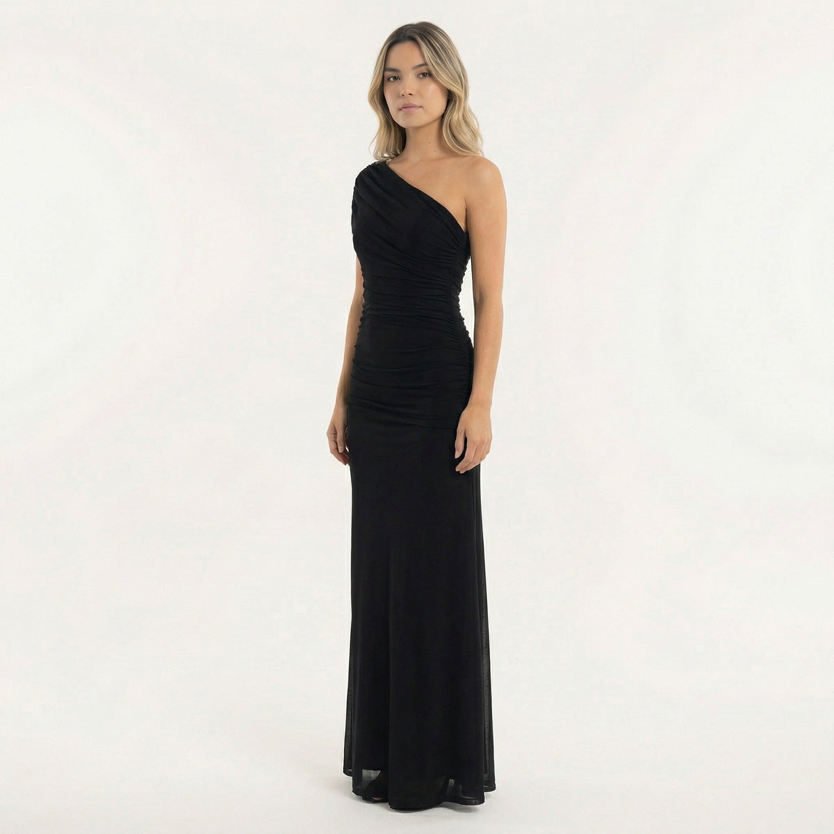 Rocío | Vestido Largo de Fiesta Un Hombro Mujer Fruncido