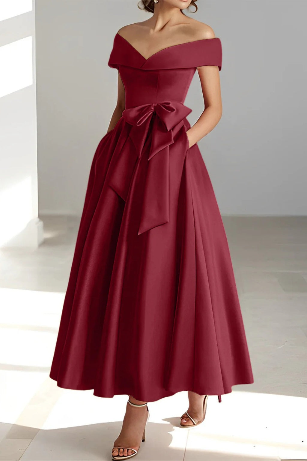 Esperanza | Vestido de Dama de Honor Hombros Descubiertos Mujer Cinturón