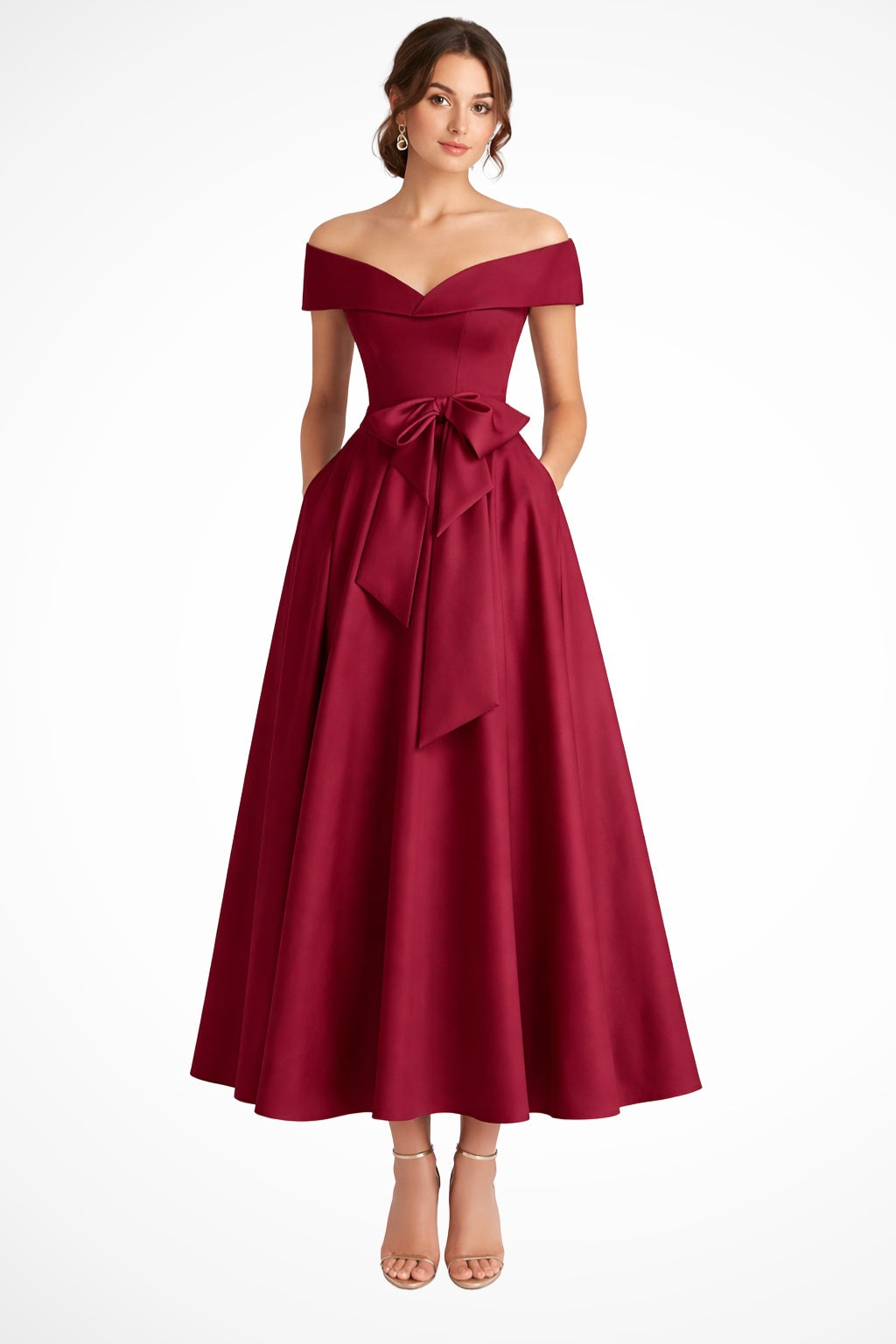 Esperanza | Vestido de Dama de Honor Hombros Descubiertos Mujer Cinturón